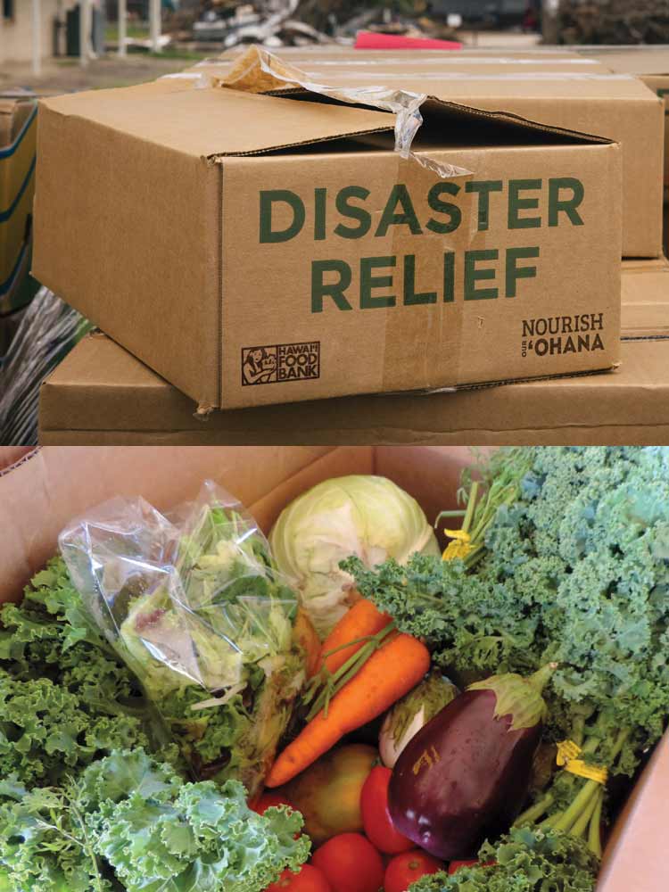 Fresh produce is distributed to families impacted by the wildfires.